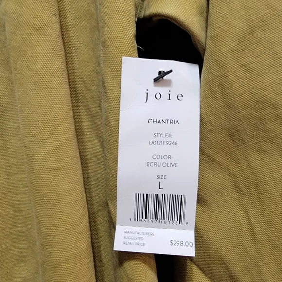 Joie Chantria Belted Cowl-Neck Utility Mini Dress Size Large ECRU OLIVE NEW! - Picture 10 of 11